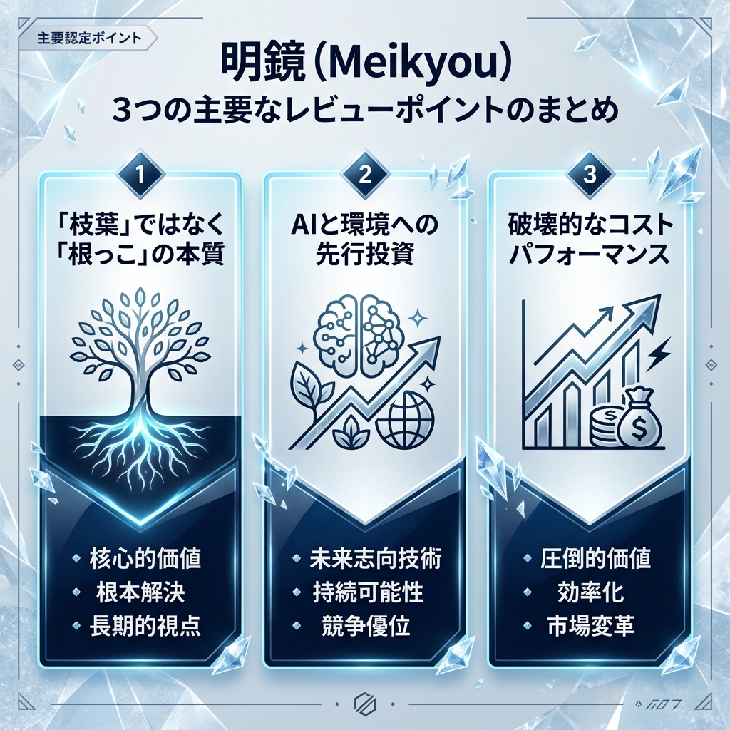 明鏡 3つの主要なレビューポイントのまとめ