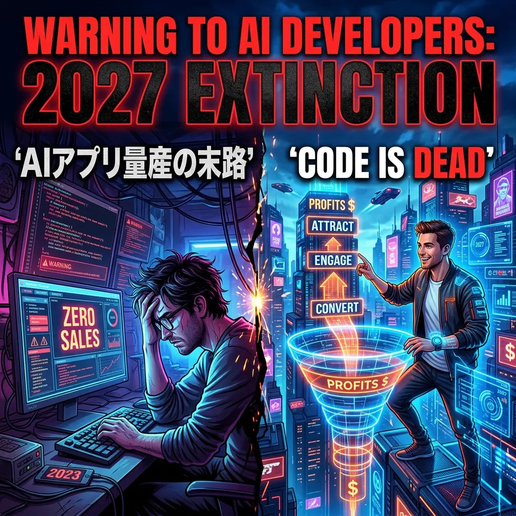 【警告】「Cursor」でAIアプリを量産する個人開発者が、2027年に全滅する残酷な理由。「作れる」の価値がゼロになる時代の生存戦略